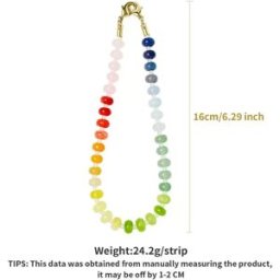 INF Chaîne de téléphone en pierre naturelle dégradée multicolore - Accessoire de mode DIY