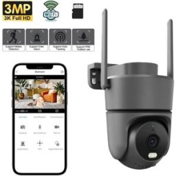 INF Caméra de sécurité WiFi intelligente 3MP ICSEE App avec panoramique/inclinaison, stockage cloud et suivi humain 128