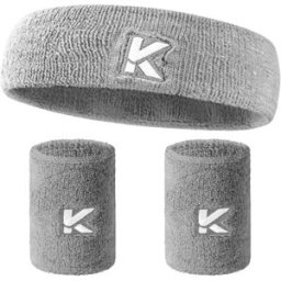 INF Ensemble bandeau et bracelets de sport en coton pur - Respirant, évacue la sueur, ajustement élastique, plusieurs couleurs Gris