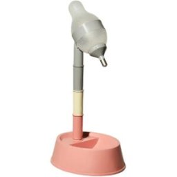INF Distributeur d'eau réglable pour animaux - 2-en-1 ABS anti-goutte avec bouteille 528ml et réservoir 2.2l, base Rose