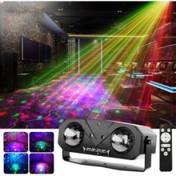 INF Lumière Disco Double Tête 12W avec Prise US - Effet RGB Rotatif et Vagues d'Eau, Télécommande et Mode Activé par le Son