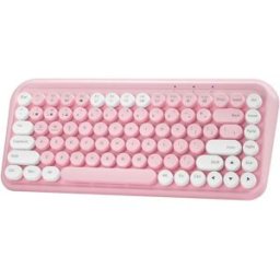 INF Clavier sans fil compact 84 touches - Bluetooth et 2.4G double mode, touches rondes silencieuses, portable, compatible avec Rose