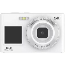 INF Appareil Photo Numérique 80MP avec Zoom Numérique 16X et Enregistrement 1080P - Blanc