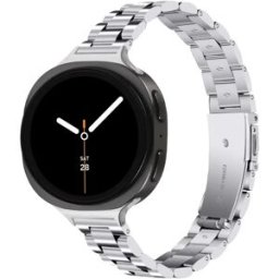INF Bracelet de montre élégant à trois rangées en acier inoxydable compatible avec Samsung Galaxy Watch 8/8 Classic Argent