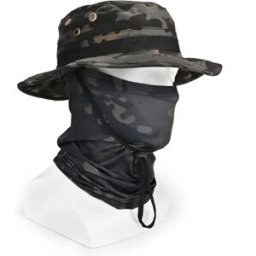 INF Ensemble chapeau de pêche et masque extérieur - chapeau camouflage polyester avec protection solaire et tour de cou