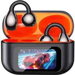INF Écouteurs Bluetooth Clip-on avec Écran Couleur - Longue Autonomie, Faible Latence Noir + Orange