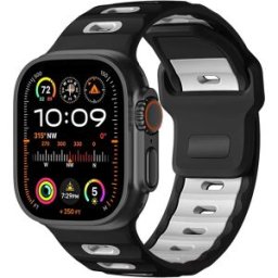 INF Bracelet élégant en silicone pour Apple Watch Series 1-10 Noir blanc