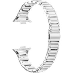 INF Bracelet de montre en acier inoxydable compatible avec Xiaomi Band 8 Pro/9 Pro, Redmi Watch 4/5 - Design à fausses trois Argent