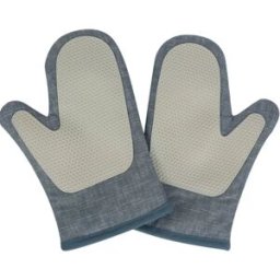 INF Gants en Silicone avec Tissu Joint de Bambou : Gants Anti-Brûlure Résistants à la Chaleur pour Four à Micro-Ondes (1 Paire) Bleu