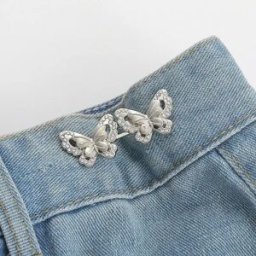 INF Boucle de ceinture papillon en strass pour jeans (lot de 5) Argent