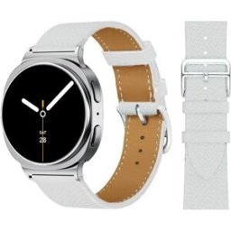 INF Bracelet de montre en cuir PU compatible avec Samsung Galaxy Watch Ultra 47mm - Boucle à ardillon, 21.5cm x 2cm, Multicolore Blanc