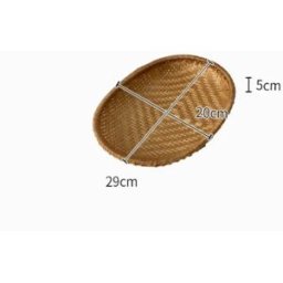 INF Panier ovale en bambou tressé, finition fumée - Ventilé, bord renforcé, empilable, rangement naturel pour fruits et cuisine