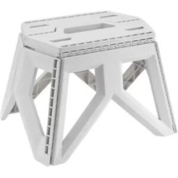 INF Tabouret pliant portable à poignée - Siège pliable en plastique, capacité d'au moins 200 jin, antidérapant et compact gris+blanc