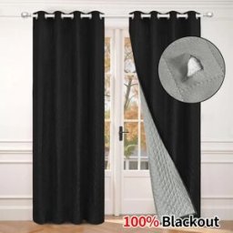 INF Rideau Opaque Thermique Isolant Coupe-Vent d'Hiver à Œillets pour Salon (Panneau Unique) M Le noir