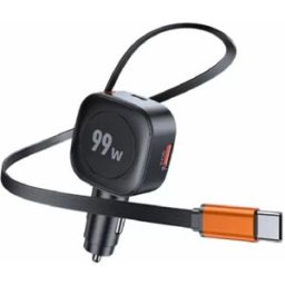 INF Chargeur de voiture rétractable A+C 36W + PD45W avec courant intelligent, câble rétractable, compatible tablettes et