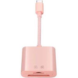 INF Lecteur de cartes Type-C double (SD+TF) - Lecteur USB-C haute vitesse 15M/s, ABS, compatible avec MacBook, iPad et Rose
