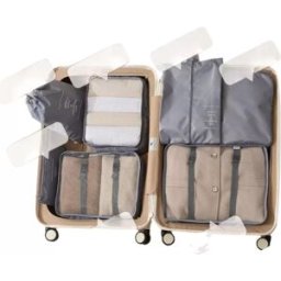 INF Ensemble de 7 pièces pour organiser les articles de toilette et les cosmétiques - Cubes d'emballage pour bagages Gris foncé