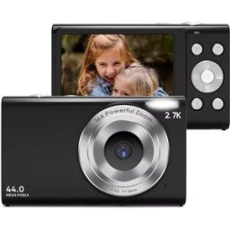 INF Appareil photo numérique 2,7K/44MP/Zoom 16x/Anti-tremblement/Webcam Noir