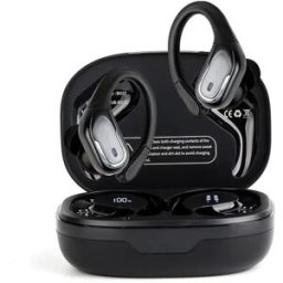 INF Écouteurs sport Bluetooth BX27 à crochet d'oreille - Maintien ergonomique, réduction de bruit intelligente, boîtier de Le noir
