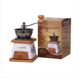 INF Moulin à café manuel en pot céramique trapézoïdal blanc - moulin vintage à manivelle pour la maison, céramique+métal,