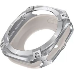 INF Coque de protection en métal cyber compatible avec Samsung Galaxy Watch7 Ultra - Protection robuste et design ajouré Argent