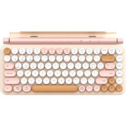 INF Clavier de jeu sans fil double mode 87 touches avec touches rondes rétro, 2.4G et Bluetooth 3.0/5.0, compatible avec Rose