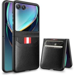 INF Coque compatible avec Motorola Razr 50 Ultra, étui pliable en PC+PU cuir noir, ultra-fin, résistant aux rayures et à l'eau
