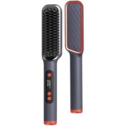 INF ZF-888 brosse coiffante 2-en-1 lissante et boucleuse avec affichage LCD et ions négatifs, température réglable 160°C-220°C Gris