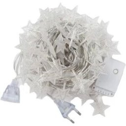 INF Guirlande Lumineuse Étoiles 10M 100 LED avec Connecteur - Blanc Chaud, 8 Modes