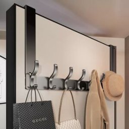 INF Crochet de porte en aluminium spatial - Porte-manteau mural sans perçage