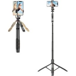 INF Trépied Selfie Stick en Alliage d'Aluminium 1,53m avec Poignée Stabilisatrice & Interface 1/4