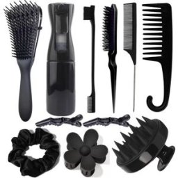 INF Ensemble de coiffure 11 pièces Peigne Pieuvre Noir - Volumisant & Massant