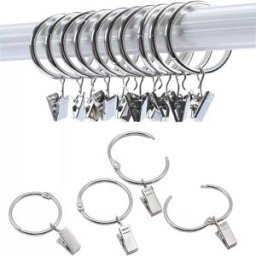 INF Anneaux de rideaux ouvrants avec clips cintre pour rideaux, paquet de 20
