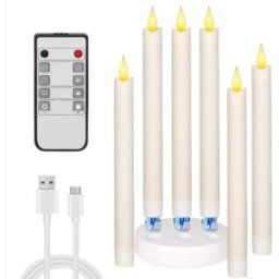 INF Bougies LED Rechargeables HC-022S avec Télécommande, Pack de 6, Blanc Chaud