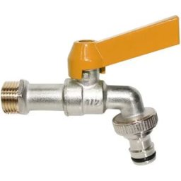INF Robinet Laiton 1/2x3/4 Sortie Unique Jaune - Robinet Eau Froide pour Machine à Laver & Jardin