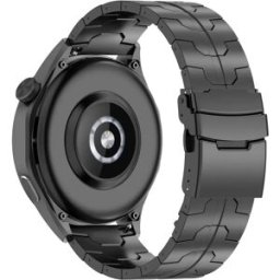 INF Bracelet de montre en titane pour montre connectée 22 mm Le noir Fermoir de sécurité