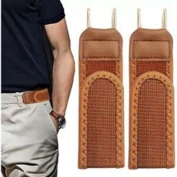 INF Lot de 2 ceintures sans boucle à fermeture auto-agrippante - Ceinture élastique sans boucle avec crochet métallique Kaki
