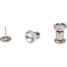 INF Boutons-pression invisibles, boutons ronds en strass à dos plat (10 pièces) Blanc