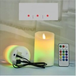 INF Ensemble de Bougies LED Rechargeables Sans Flamme avec Télécommande - 7,5x20cm, Mèche Oscillante