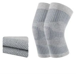 INF Genouillères Épaisses en Laine - Support Thermique Hivernal, Mélange de Soie, Tricot Élastique Gris M