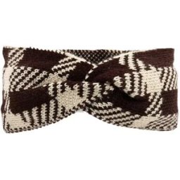 INF Serre-tête à Nœud en Tricot Acrylique à Carreaux - Bandeau Élastique pour Yoga et Sport, Chauffe-Oreilles Blanc + Noir