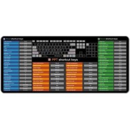 INF Tapis de souris étendu avec raccourcis clavier anglais pour Office - Caoutchouc naturel, Antidérapant