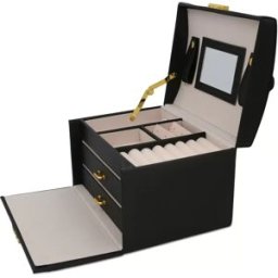 INF Boîte à bijoux à 3 niveaux - Boîte de rangement pour bijoux noire