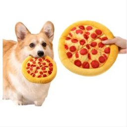 INF Jouet à mâcher couineur en peluche Pizza pour chiens - Jouet interactif et doux pour animaux de compagnie