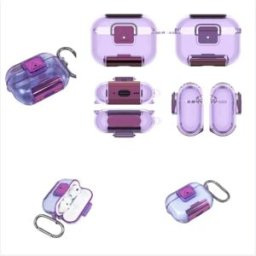 INF Étui de protection compatible avec Apple AirPods Pro 3 - Coque TPU avec interrupteur de verrouillage et support, Violet