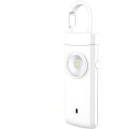 INF Alarme de sécurité personnelle rechargeable 130dB avec lumière LED - Alarme porte-clés anti-loup Blanc