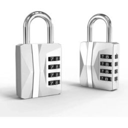 INF Cadenas à combinaison robuste à 4 chiffres en alliage de zinc pour la sécurité extérieure Argent