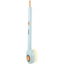 INF Brosse de bain à long manche avec distributeur de savon liquide - Soies douces pour exfolier et frotter facilement le dos Bleu