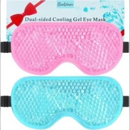 INF Lot de 2 masques gel pour les yeux - compresse chaude/froide réfrigérable et chauffable au micro-ondes, perles de glace,