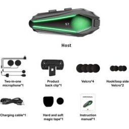 INF Casque Moto Bluetooth Intercom - 30h Autonomie, Audio Hi‑Fi, IP67, Bluetooth 5.4, Microphone 2-en-1, Compatible avec
